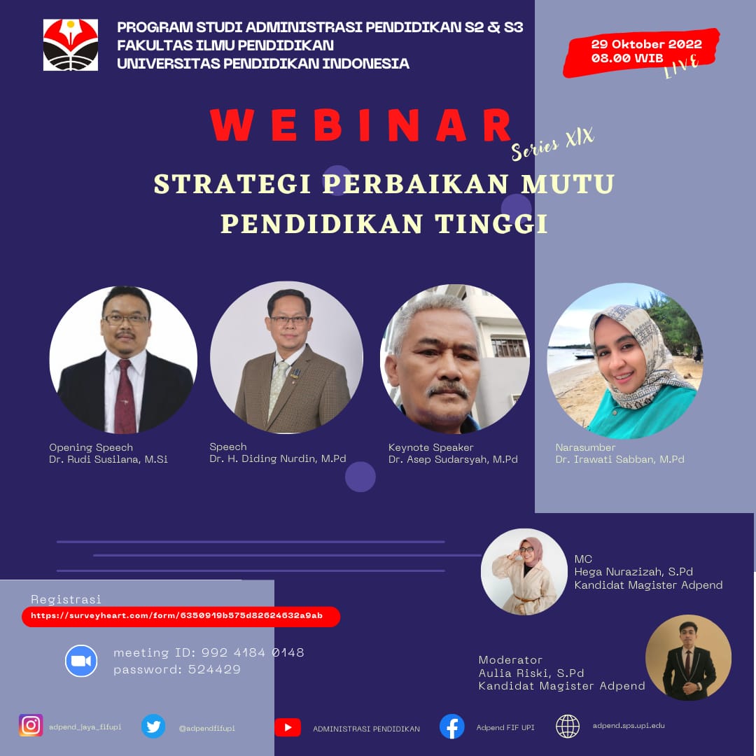 WEBINAR NASIONAL ADPEND SERIES XIX STRATEGI PERBAIKAN MUTU PENDIDIKAN TINGGI WEBINAR NASIONAL ADPEND SERIES XIX STRATEGI PERBAIKAN MUTU PENDIDIKAN TINGGI